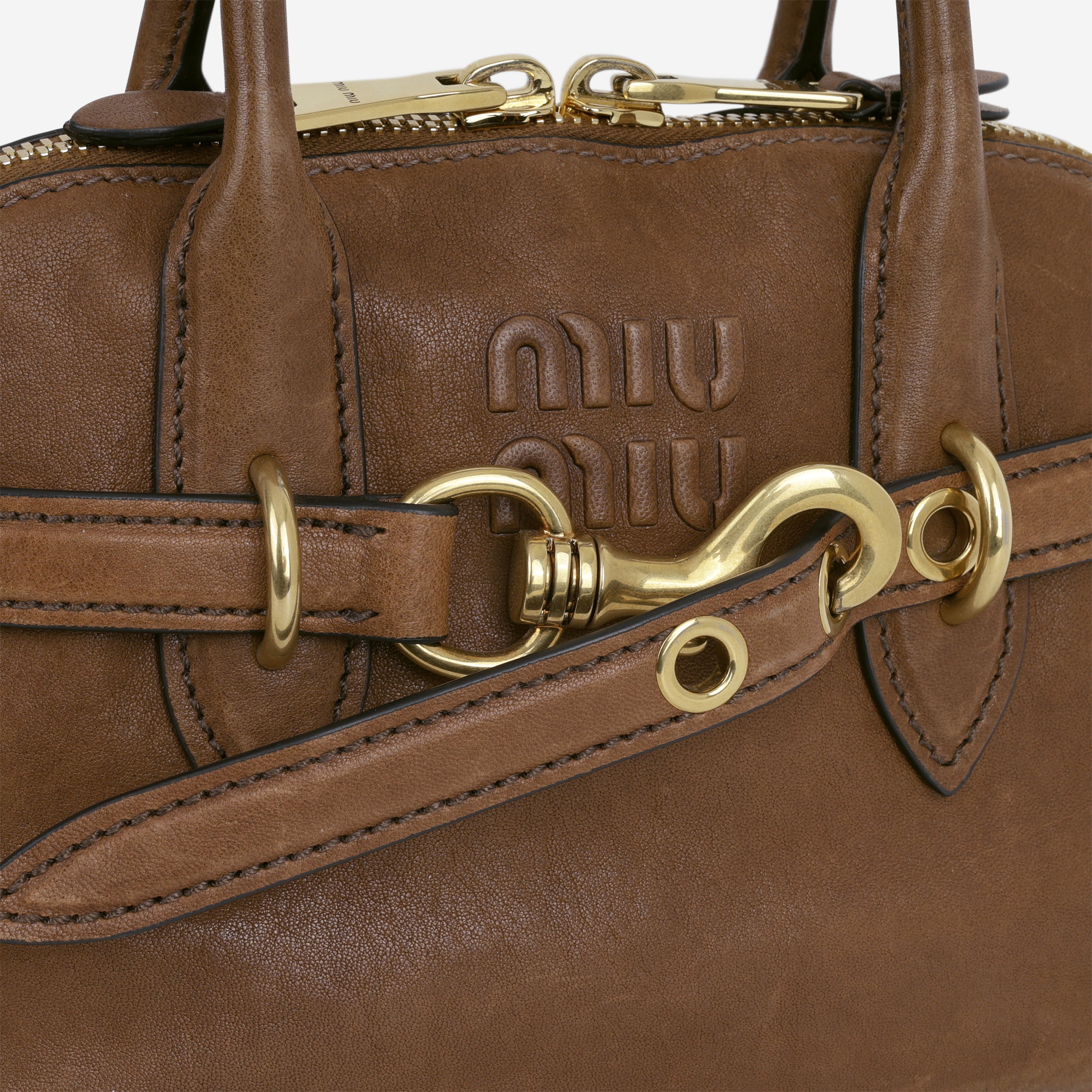 miumiu♡ Miu Miu Small Aventure Top Handle - Oak Nappa Leather | Antique