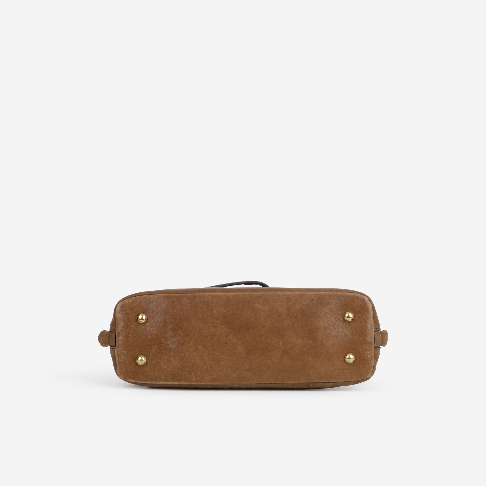 Miu Miu Small Aventure Top Handle - Oak Nappa Leather | Antique Gold Hardware - Bagista