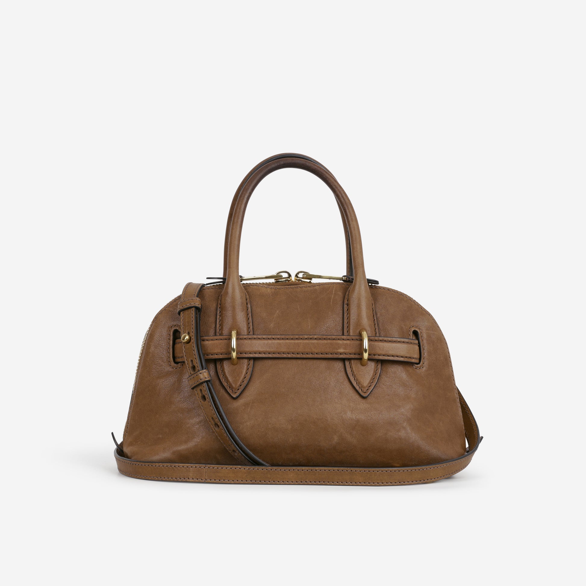 Miu Miu Small Aventure Top Handle - Oak Nappa Leather | Antique Gold Hardware - Bagista
