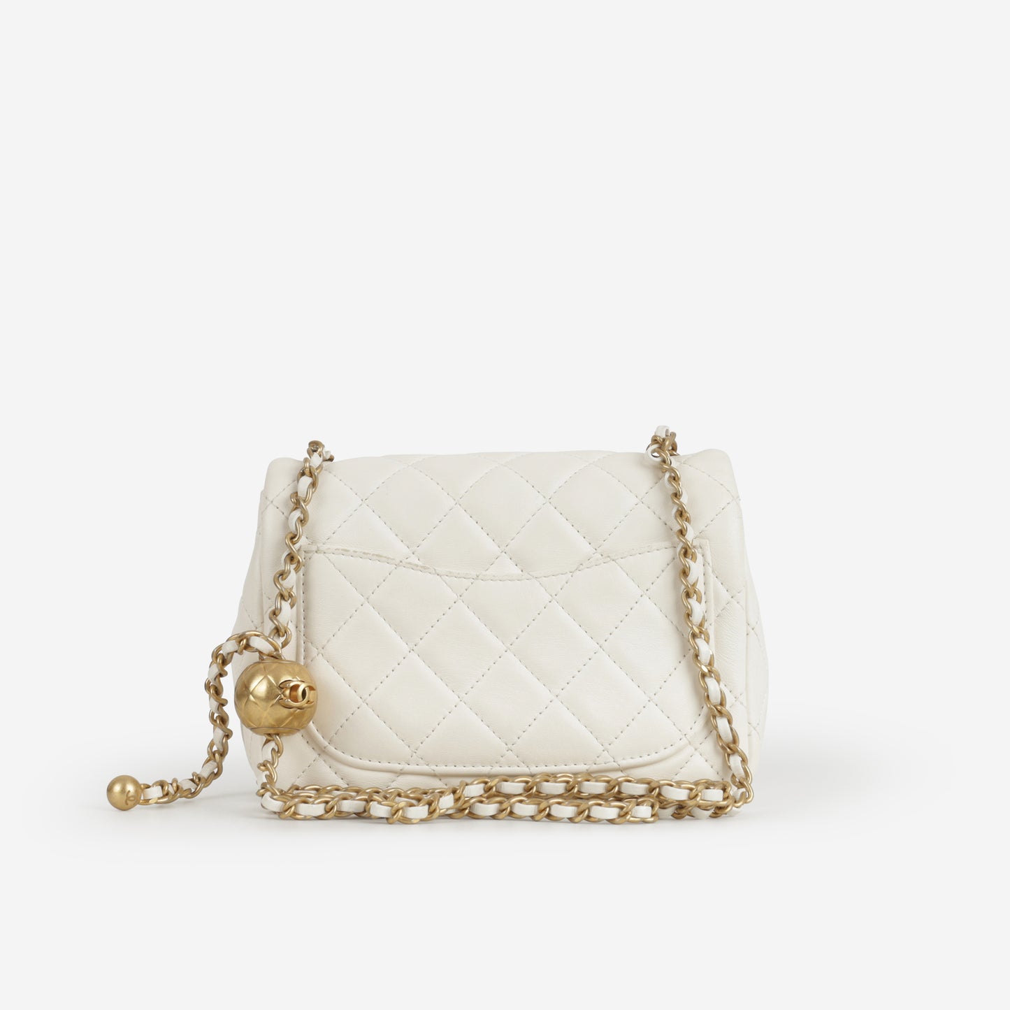 Chanel Mini Flap Square Pearl Crush - White Lambskin | Gold Hardware