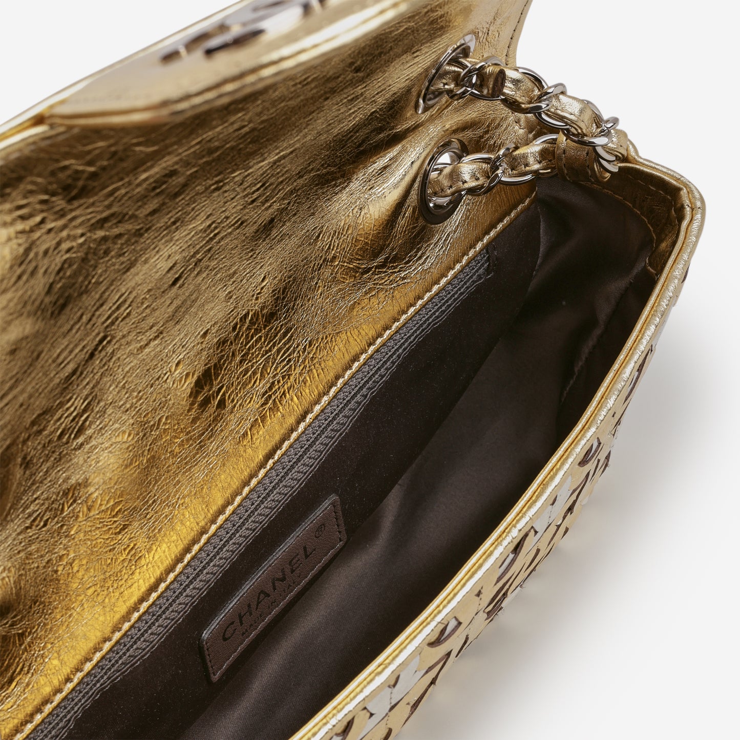 Chanel Laser Cut CC Flap - Silver / Gold Calfskin | Silver Hardware