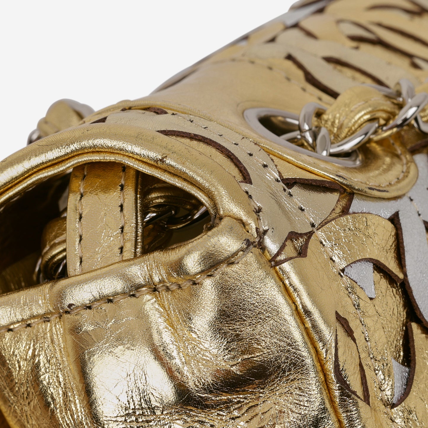 Chanel Laser Cut CC Flap - Silver / Gold Calfskin | Silver Hardware