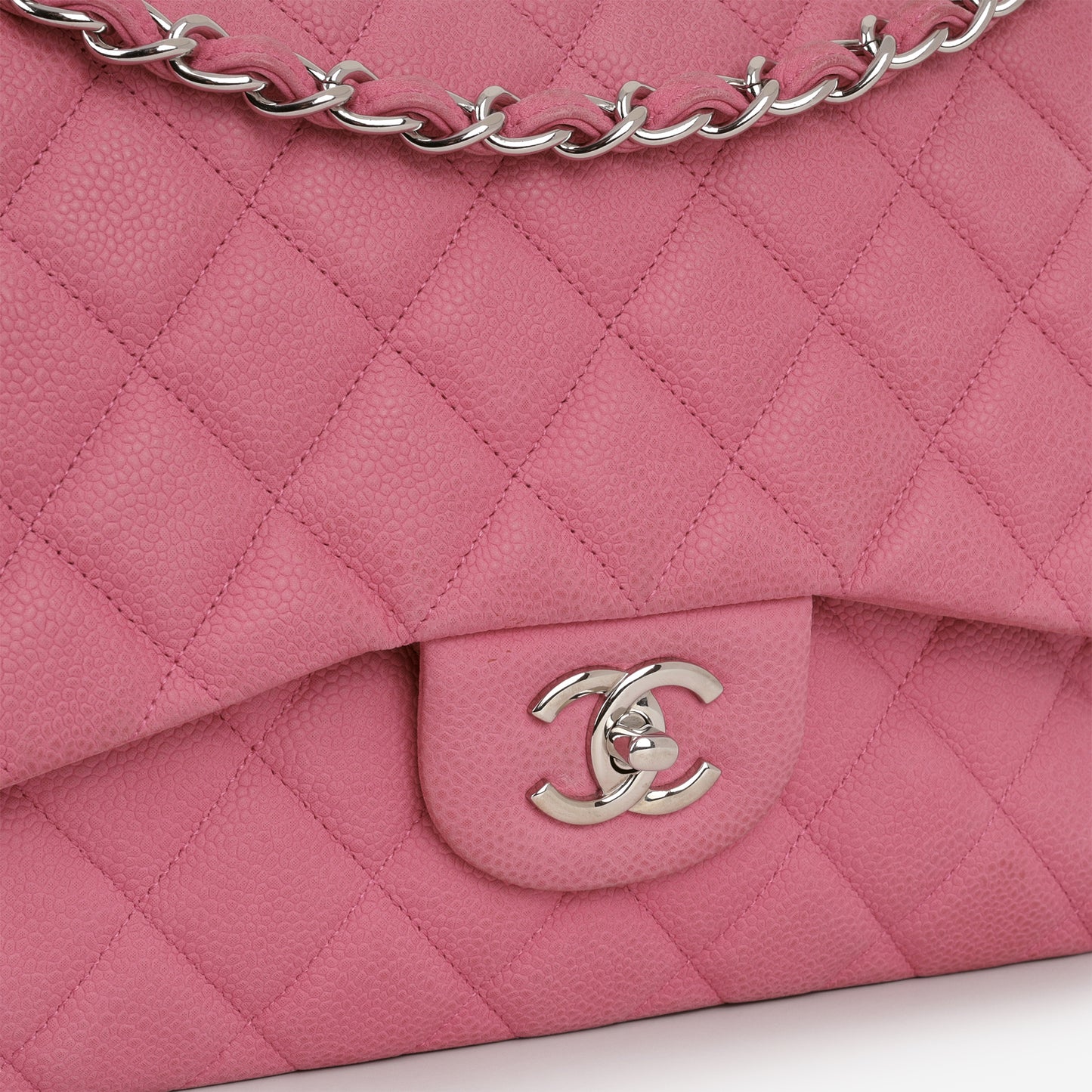 Chanel Classic Jumbo Double Flap - Pink Matte Caviar | Silver Hardware