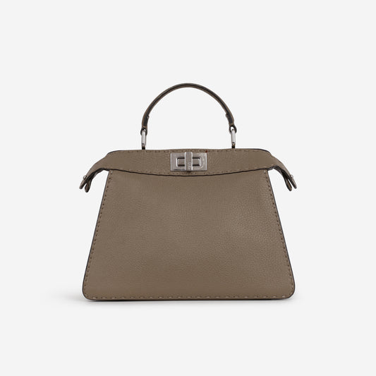 Fendi Small Peekaboo ISeeU - Taupe Taurillon | Silver Hardware