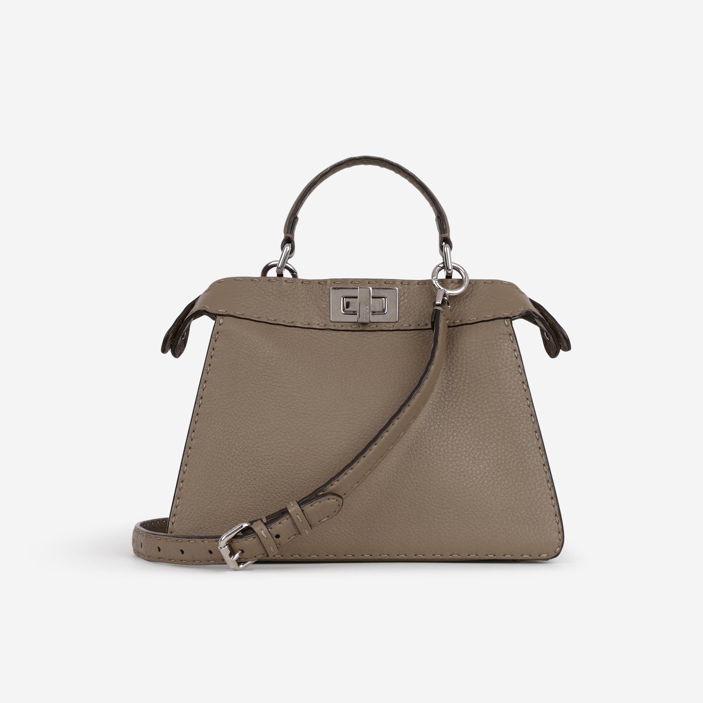 Fendi Small Peekaboo ISeeU - Taupe Taurillon | Silver Hardware