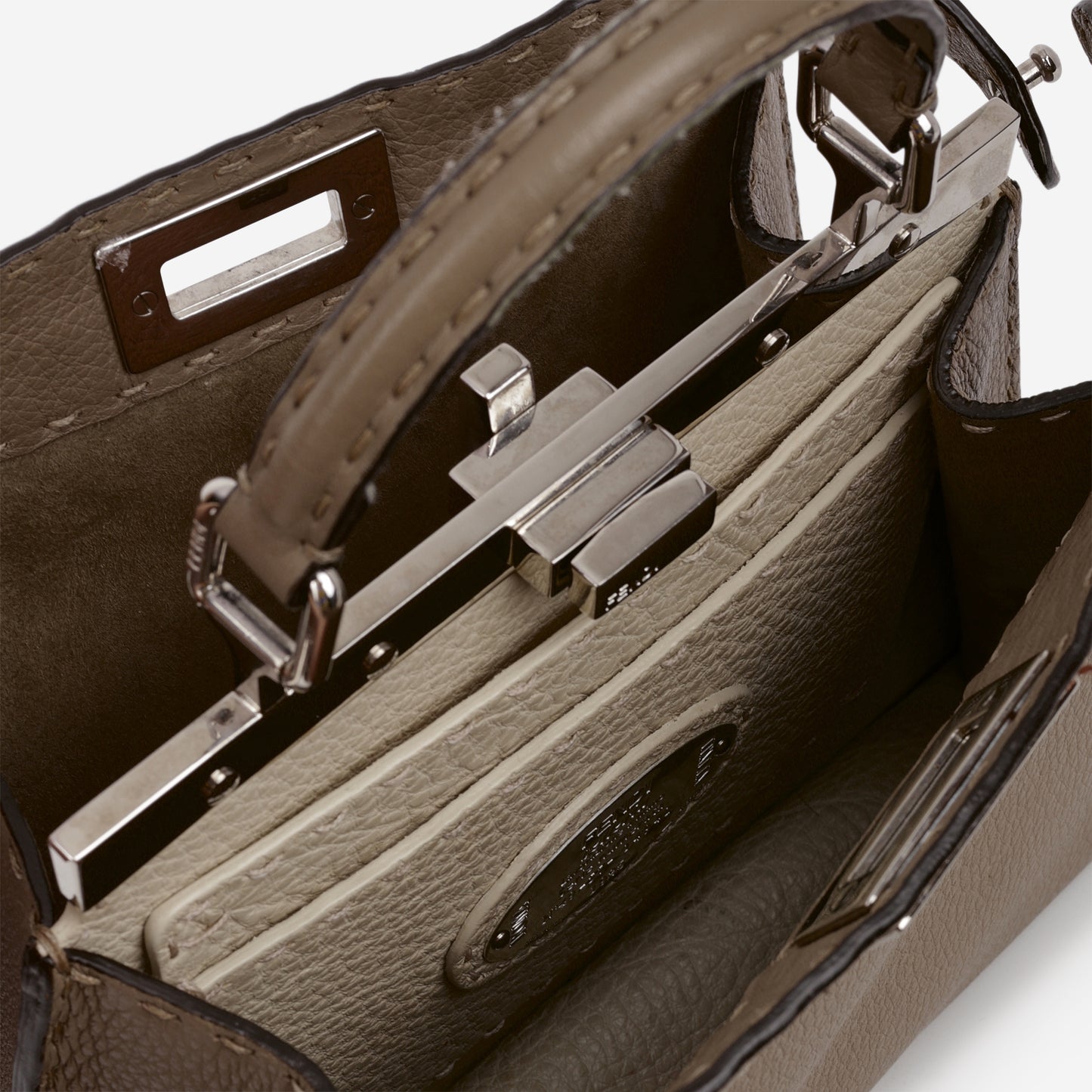 Fendi Small Peekaboo ISeeU - Taupe Taurillon | Silver Hardware