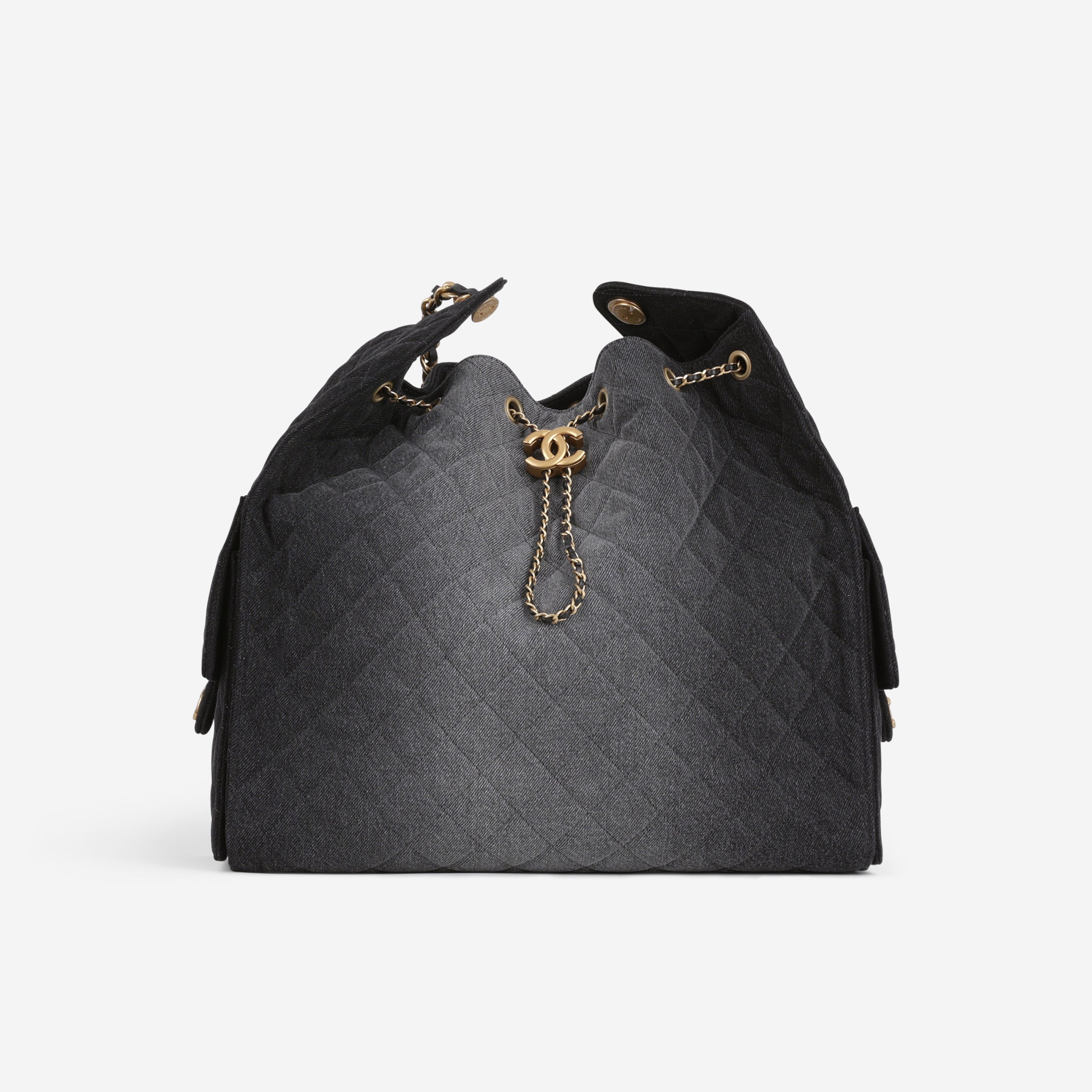 Chanel Large 25 Hobo Bag - Black Denim | Gold Hardware – Bagista