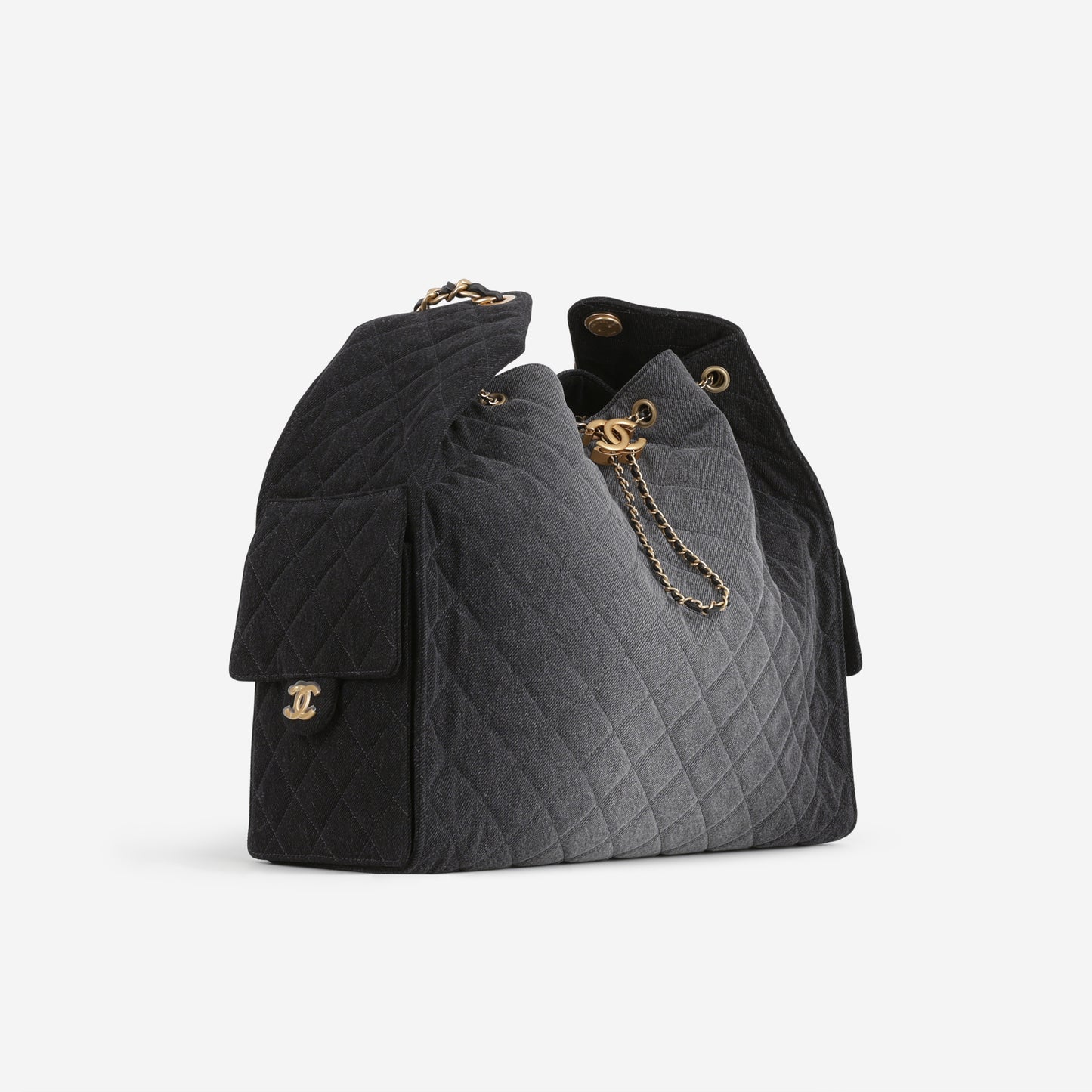 Chanel Large 25 Hobo Bag - Black Denim | Gold Hardware