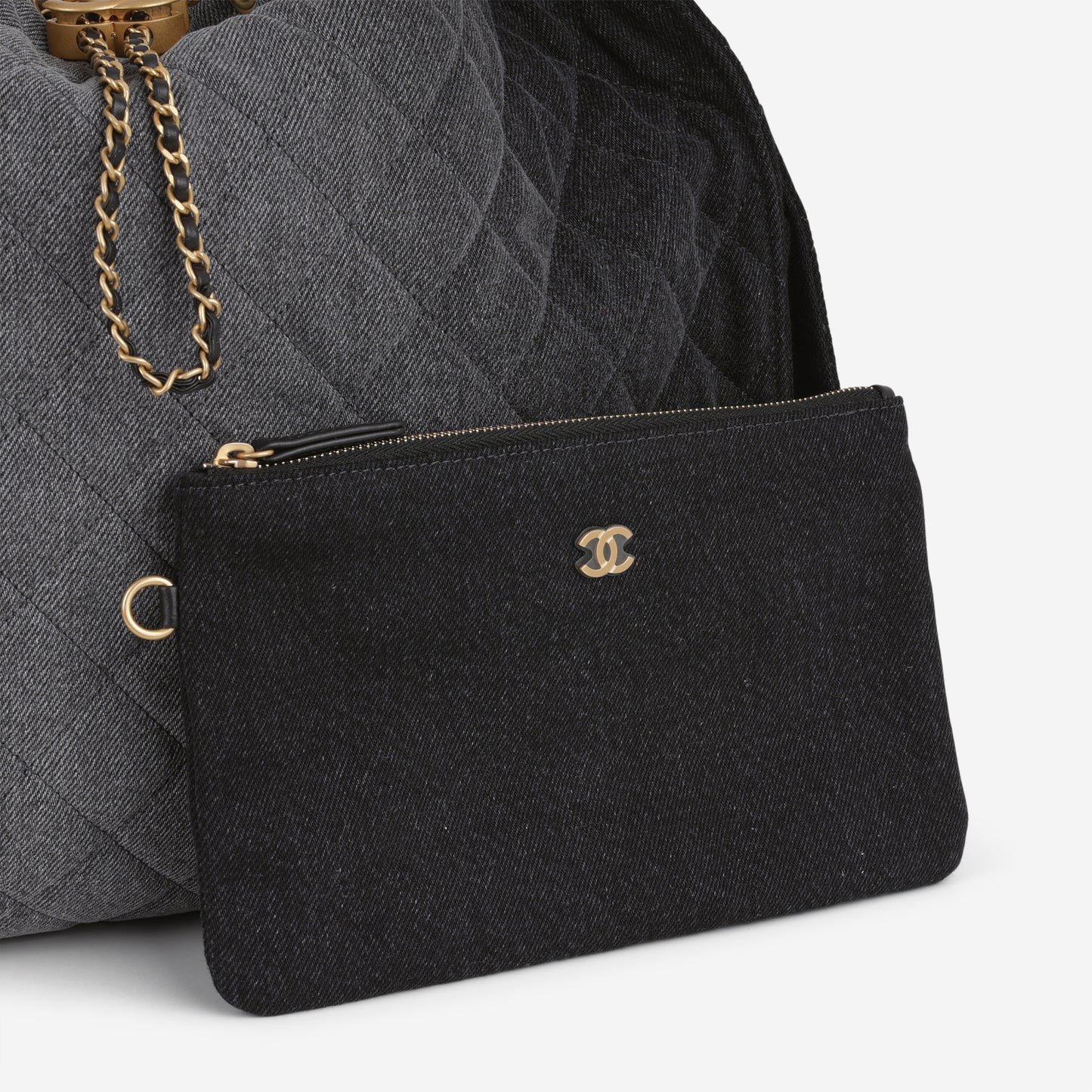 Chanel Large 25 Hobo Bag - Black Denim | Gold Hardware