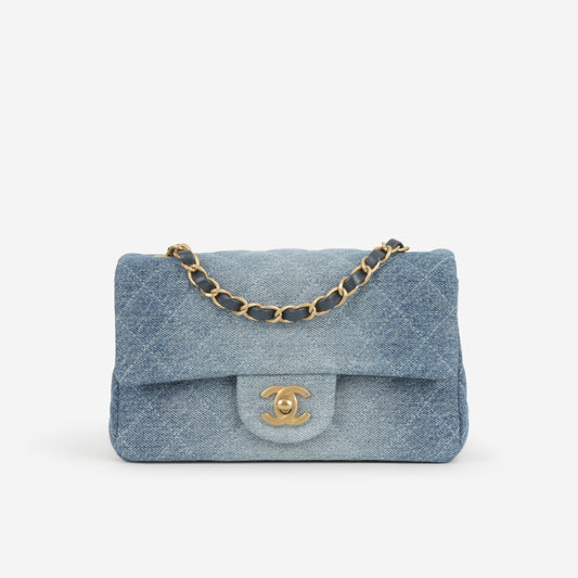 Chanel Classic Mini Rectangular - Blue Ombre Denim | Gold Hardware