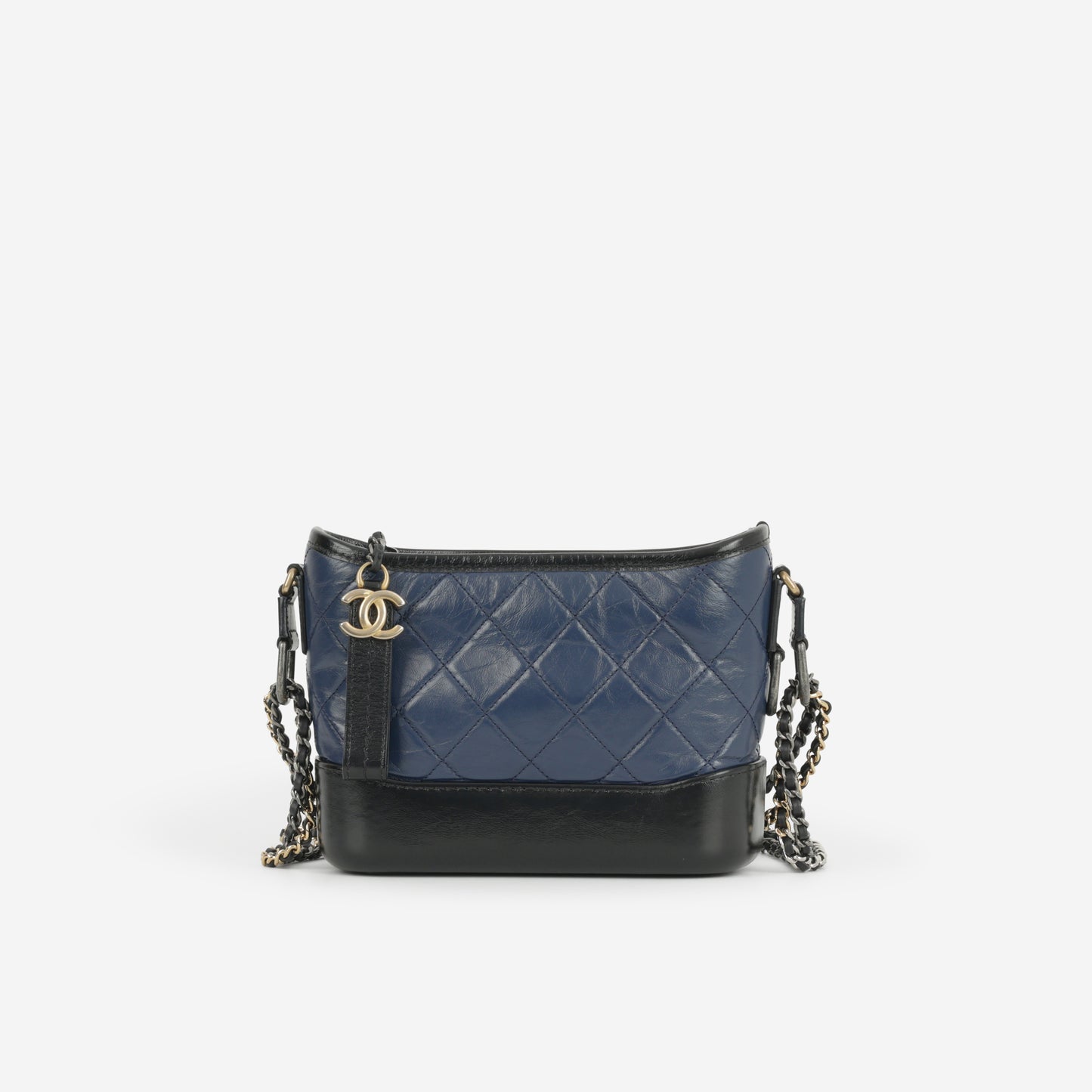 Chanel Small Gabrielle Bag - Navy / Black Aged Calfskin | Mixed Hardware - Bagista