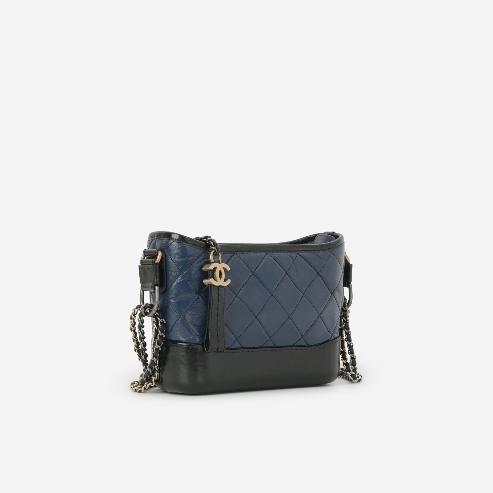 Chanel Small Gabrielle Bag - Navy / Black Aged Calfskin | Mixed Hardware - Bagista