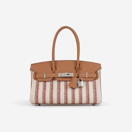 Hermès Shoulder Birkin 29 Light - Broderie Couverture Rayures / Gold Swift | Palladium Hardware