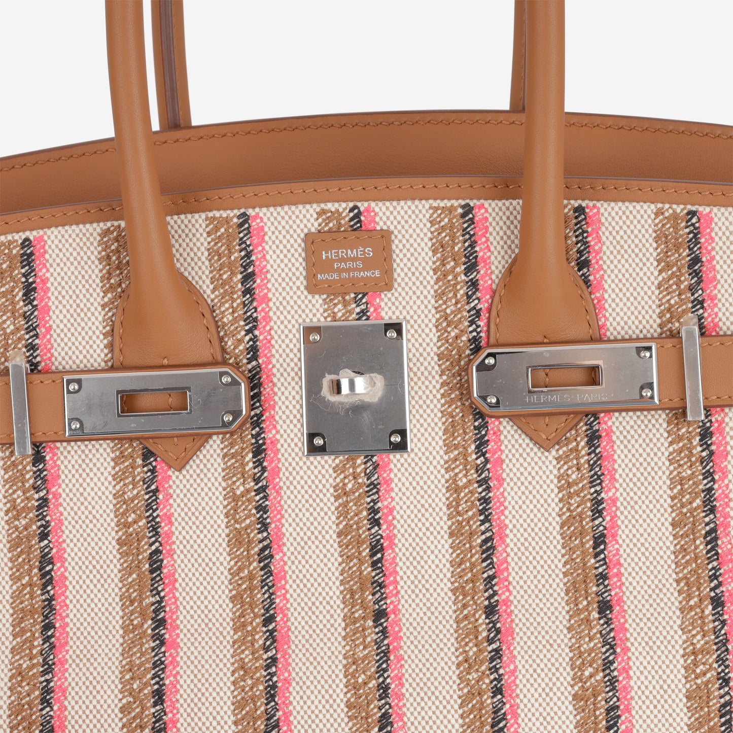 Hermès Shoulder Birkin 29 Light - Broderie Couverture Rayures / Gold Swift | Palladium Hardware