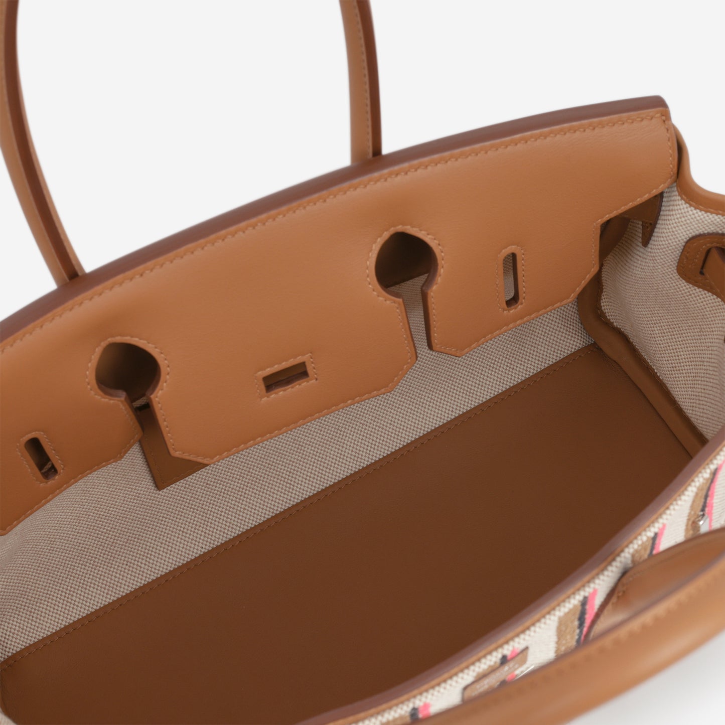 Hermès Shoulder Birkin 29 Light - Broderie Couverture Rayures / Gold Swift | Palladium Hardware