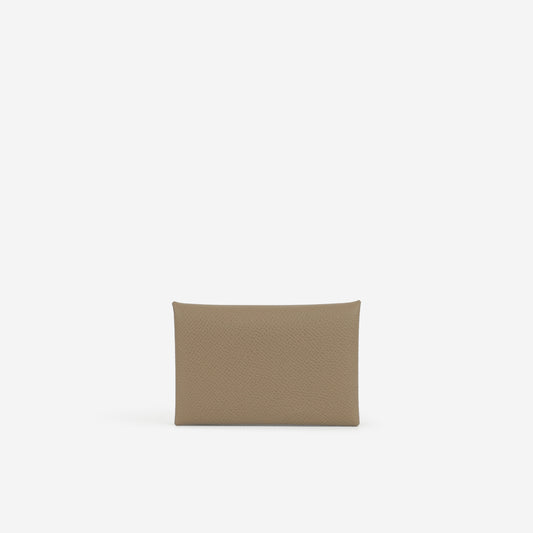 Hermès Calvi Card Holder - Etoupe Epsom | Palladium Hardware - Bagista