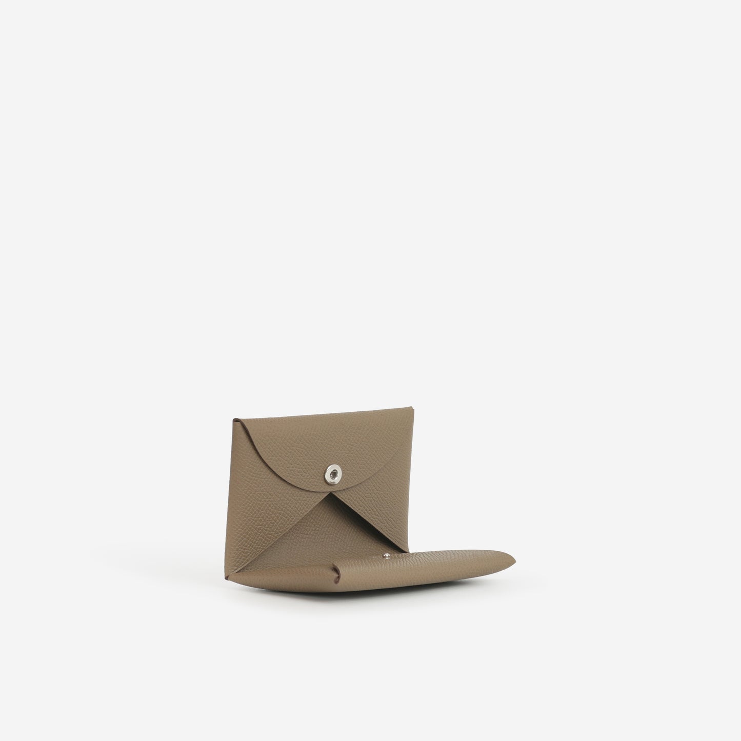 Hermès Calvi Card Holder - Etoupe Epsom | Palladium Hardware - Bagista