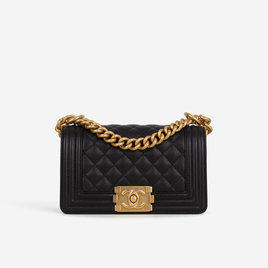 Chanel Small Boy Bag - Black Caviar | Gold Hardware