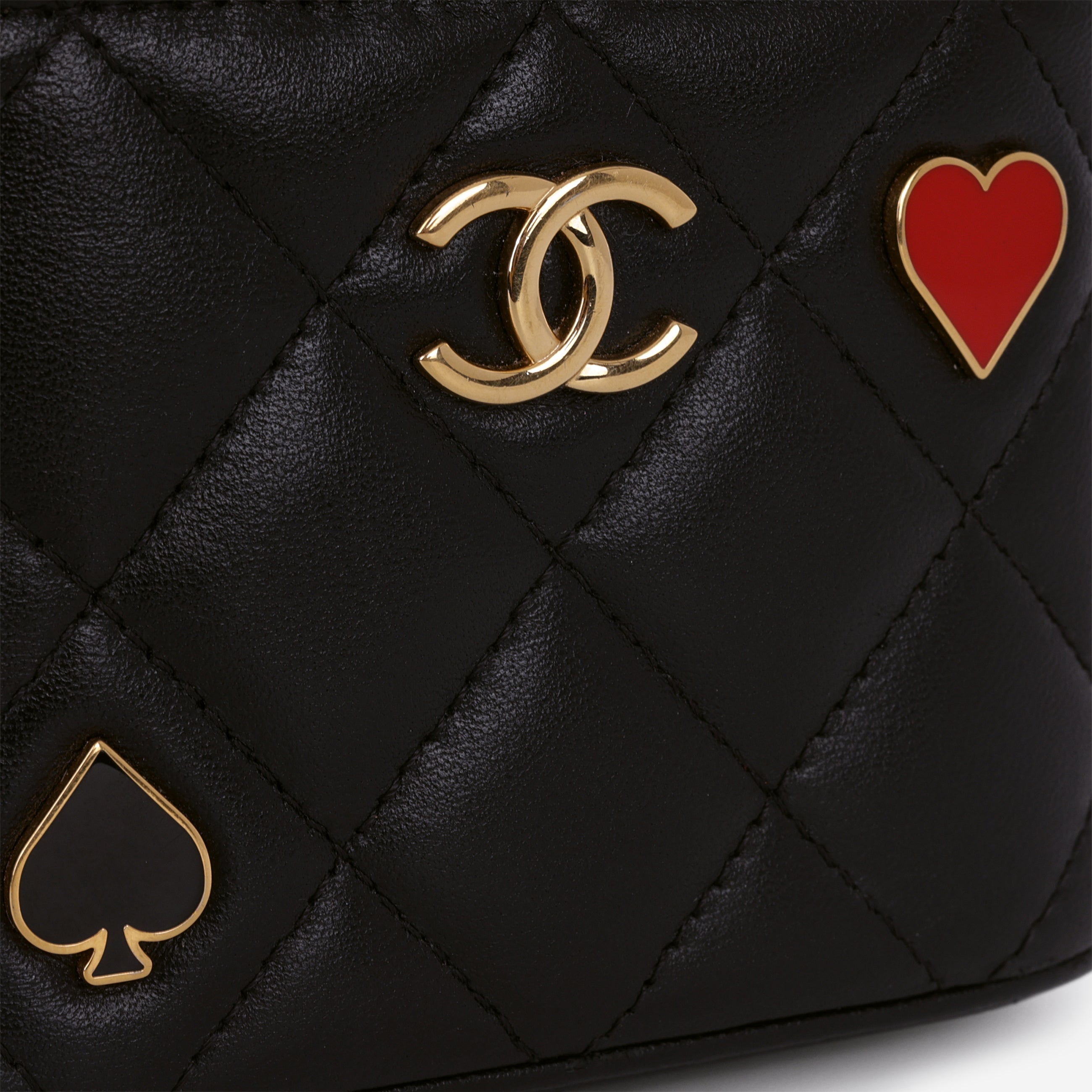 Chanel 23C Mini Vanity on Chain Black Lambskin Champagne Gold