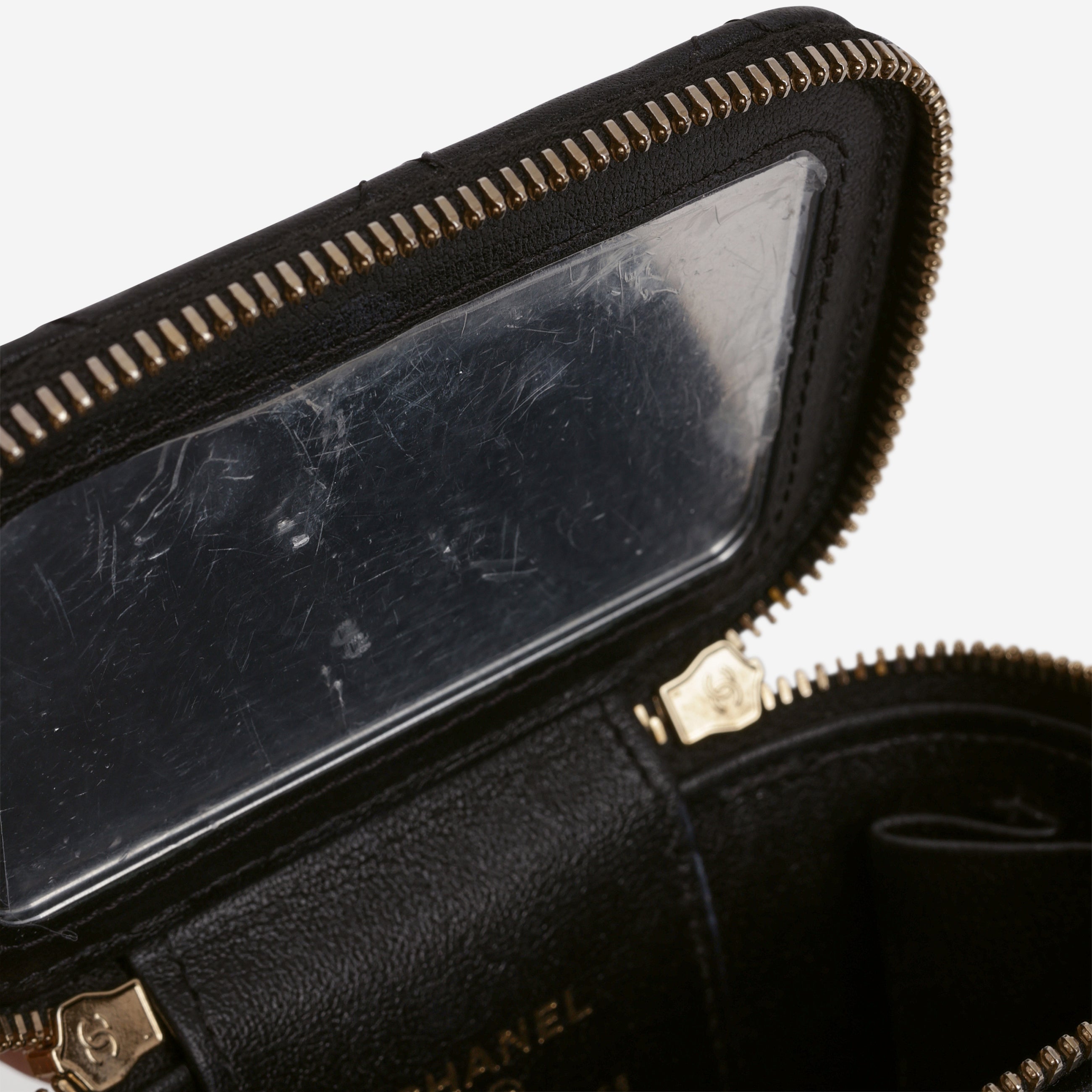 Chanel 23C Mini Vanity on Chain Black Lambskin Champagne Gold