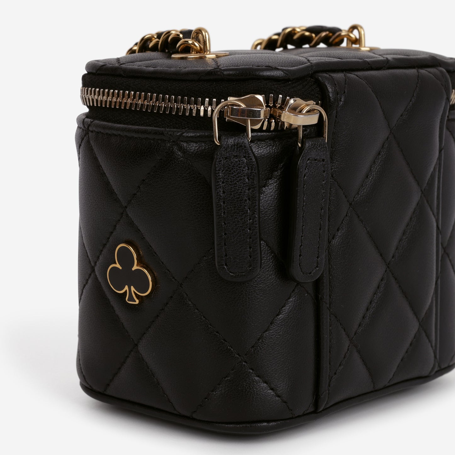 Chanel 23C Mini Vanity on Chain - Black Lambskin | Champagne Gold Hardware