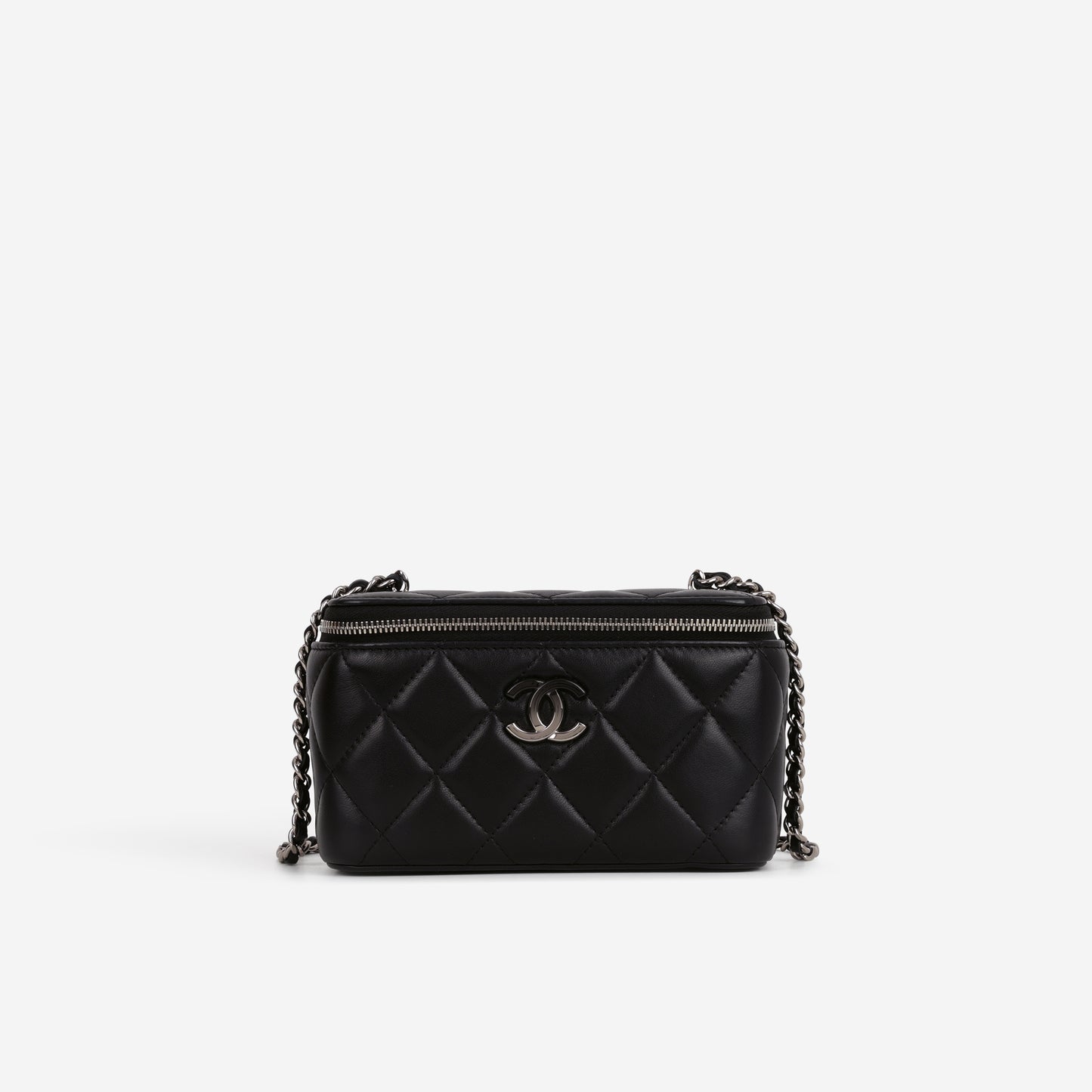 Chanel Small Vanity on Chain - Black Lambskin | Silver Hardware