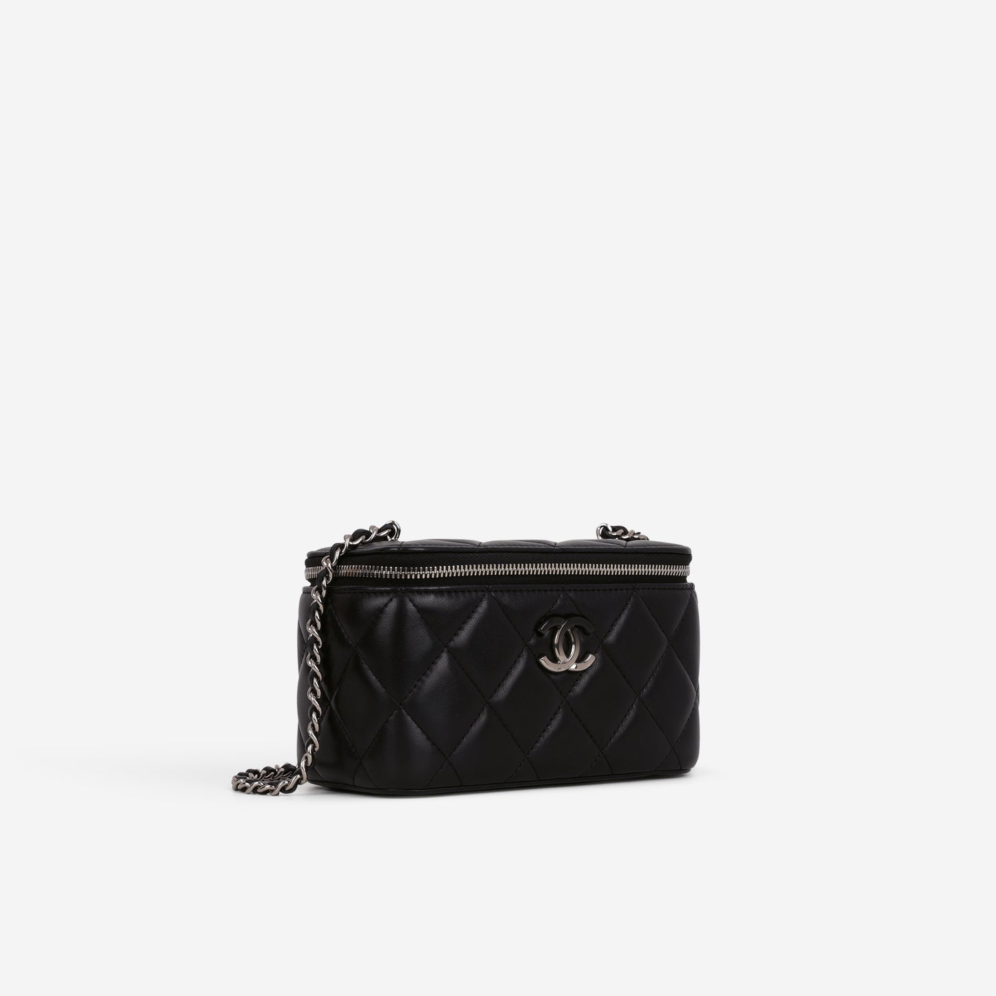 Chanel Small Vanity on Chain - Black Lambskin | Silver Hardware