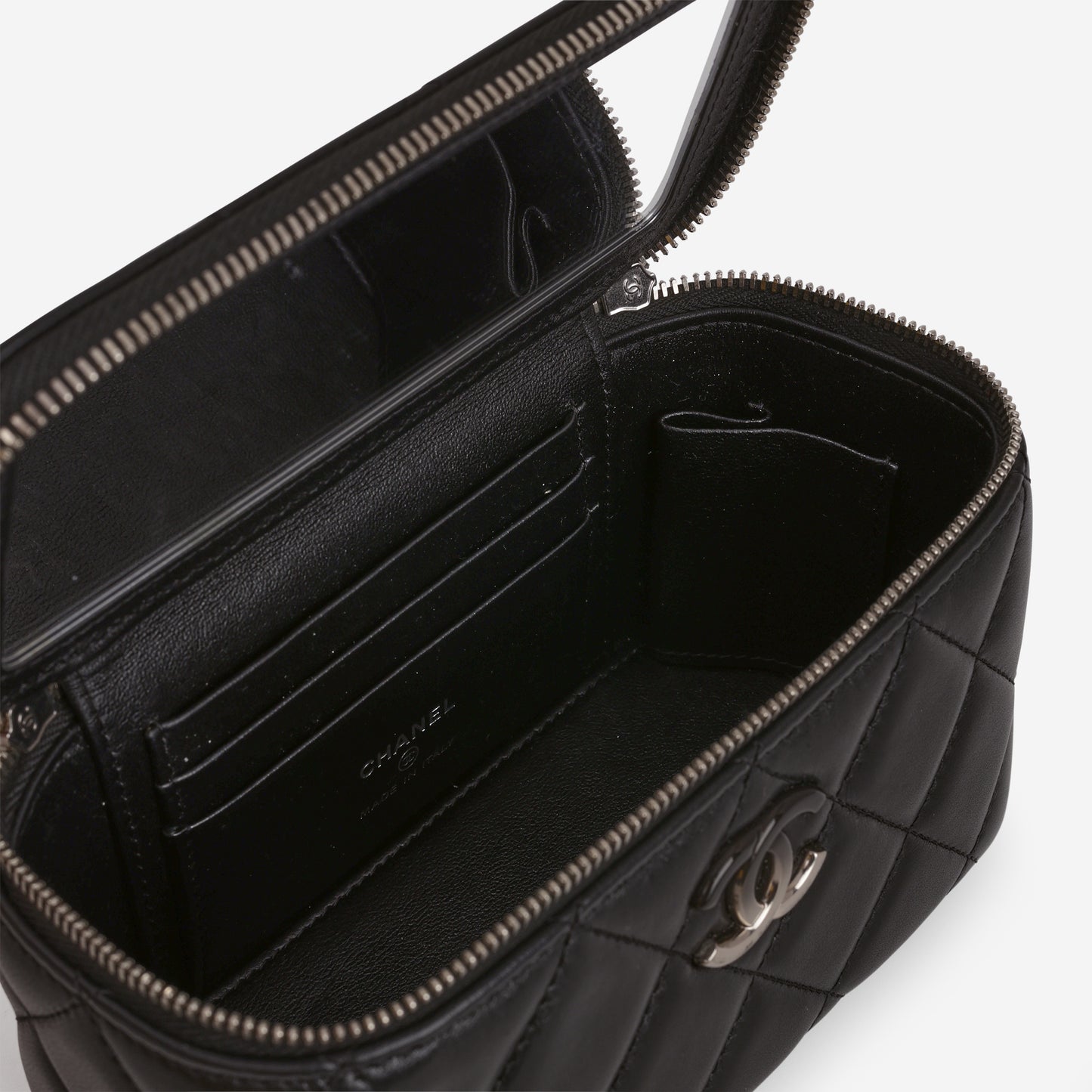 Chanel Small Vanity on Chain - Black Lambskin | Silver Hardware