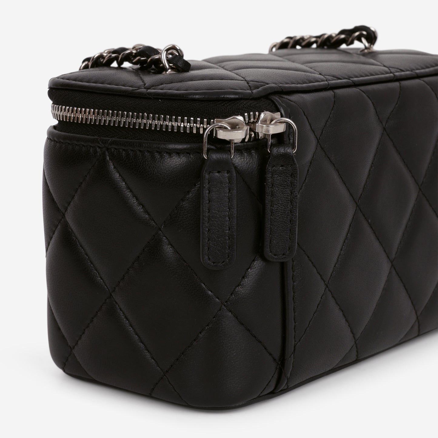 Chanel Small Vanity on Chain - Black Lambskin | Silver Hardware