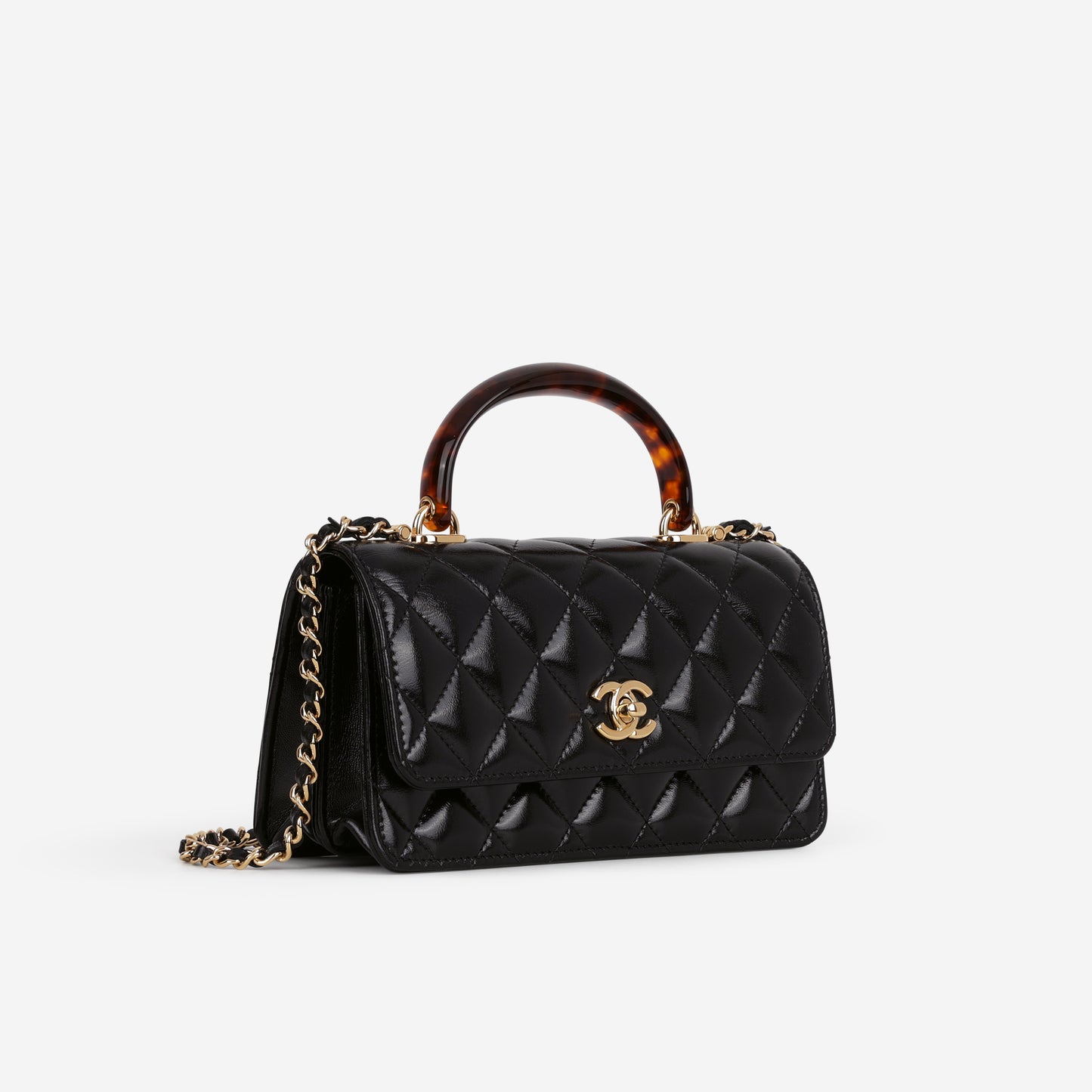 Chanel Seasonal Top Handle Wallet on Chain - Black Calfskin | Gold Hardware