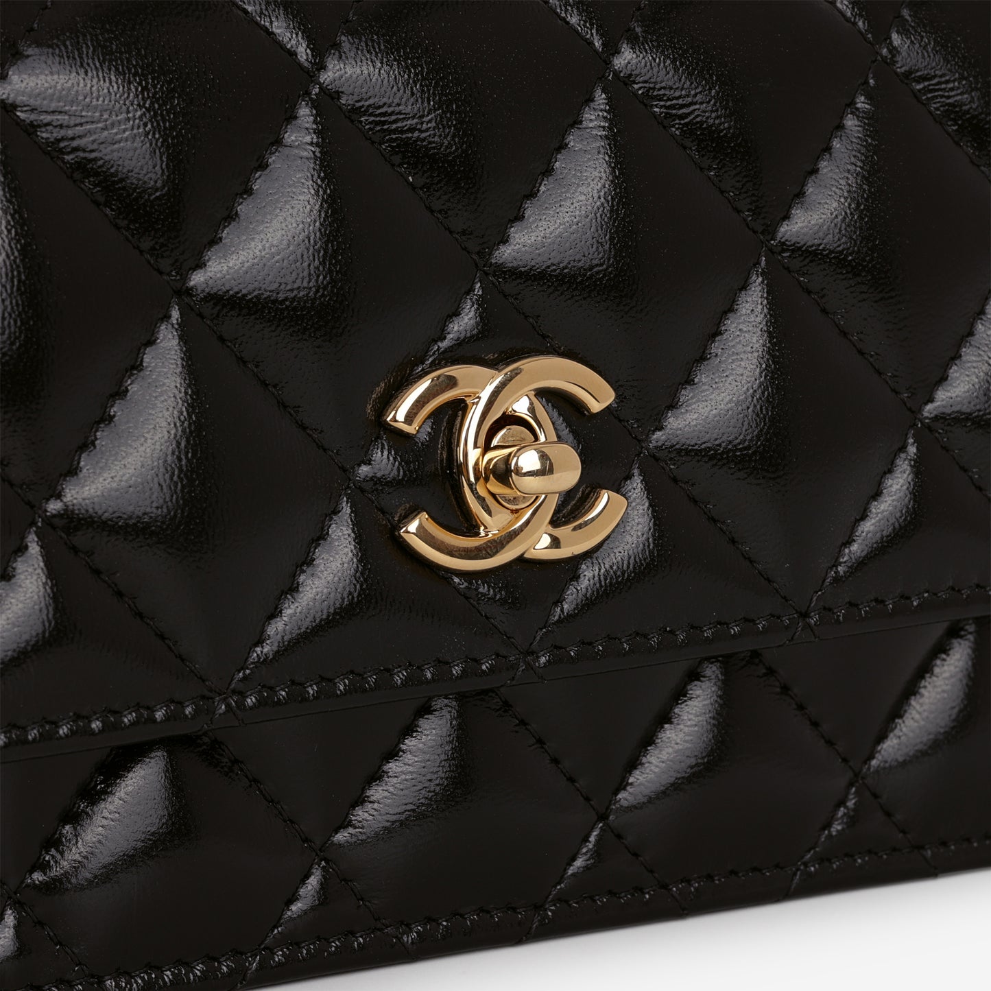 Chanel Seasonal Top Handle Wallet on Chain - Black Calfskin | Gold Hardware