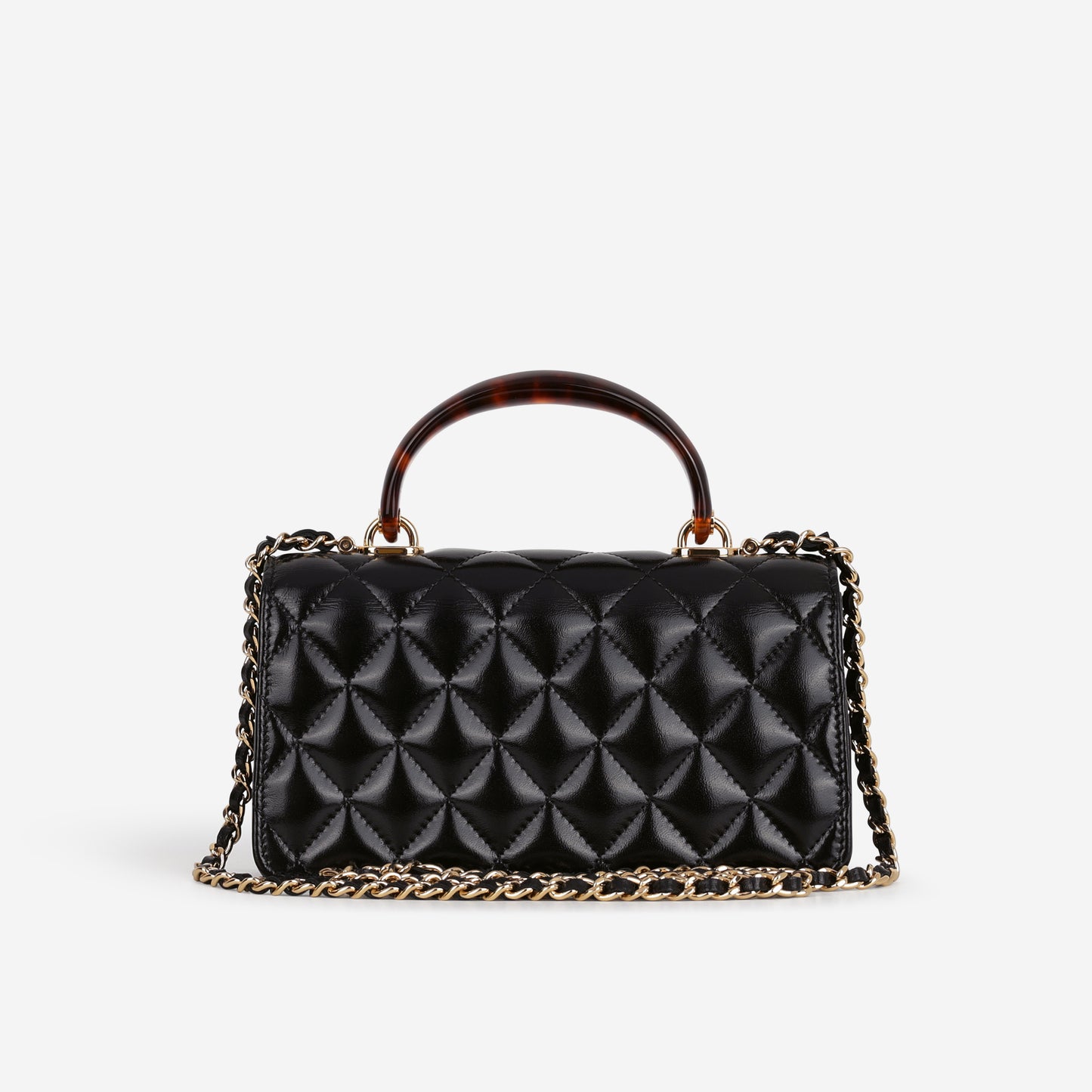 Chanel Seasonal Top Handle Wallet on Chain - Black Calfskin | Gold Hardware