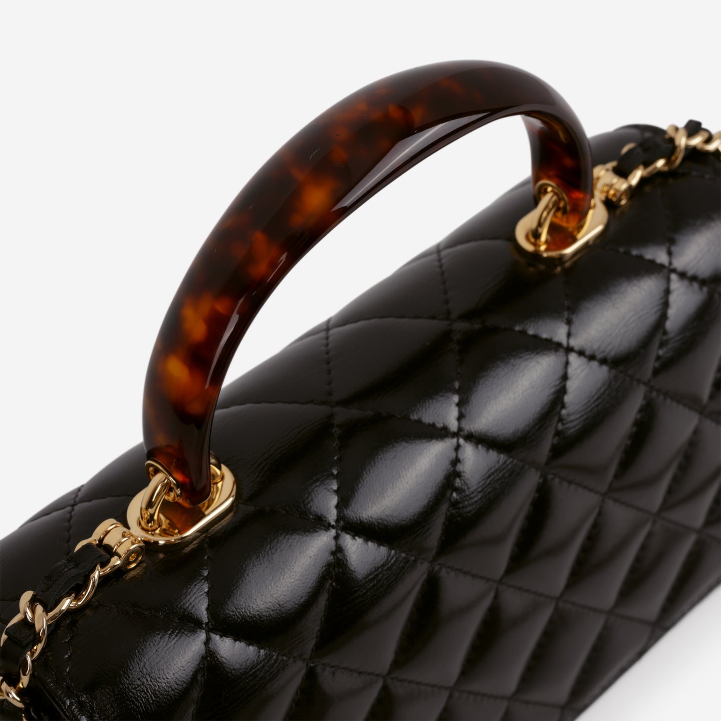 Chanel Seasonal Top Handle Wallet on Chain - Black Calfskin | Gold Hardware