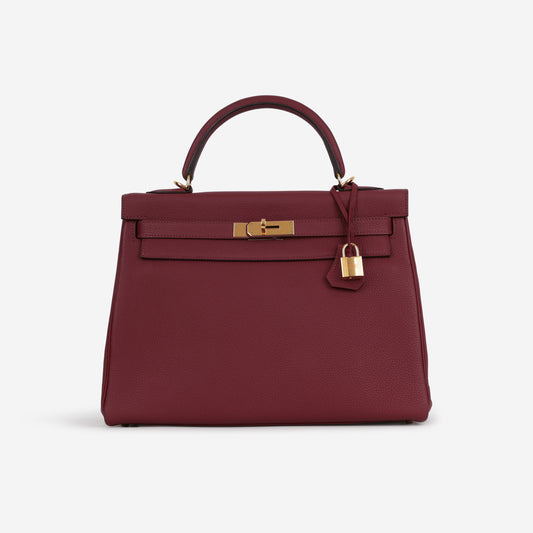 Hermès Kelly 32 - Rouge Grenat Togo | Gold Hardware