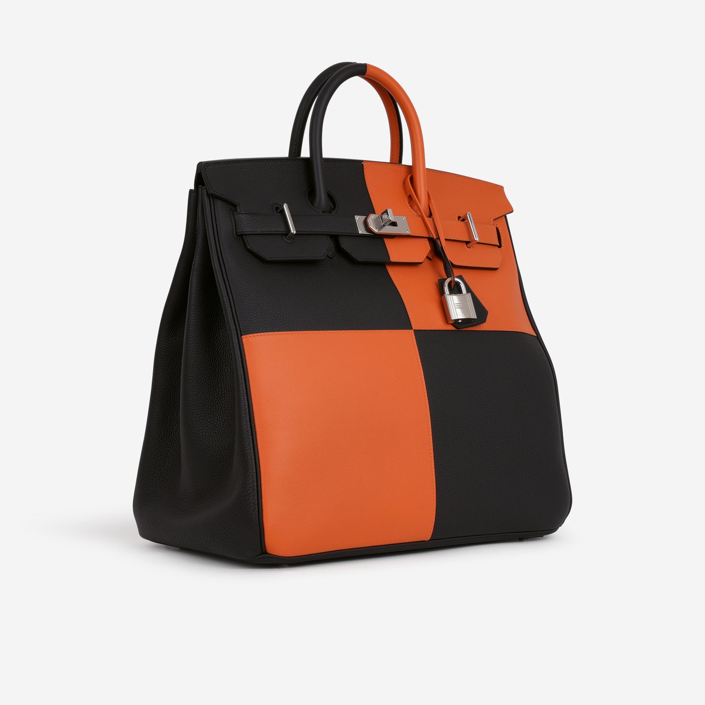 Hermès HAC 40 Casaque - Black & Orange H | Palladium Hardware