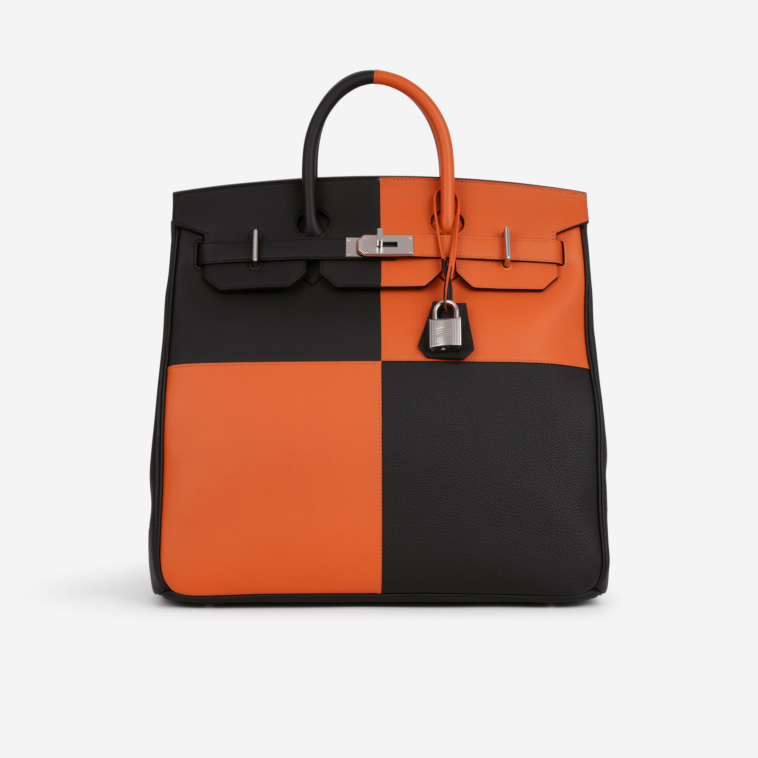 Rare Hermès HAC 40 Casaque - Black & Orange H | Palladium Hardware