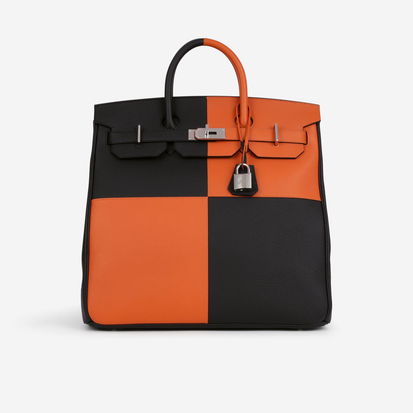 Hermès HAC 40 Casaque - Black & Orange H | Palladium Hardware
