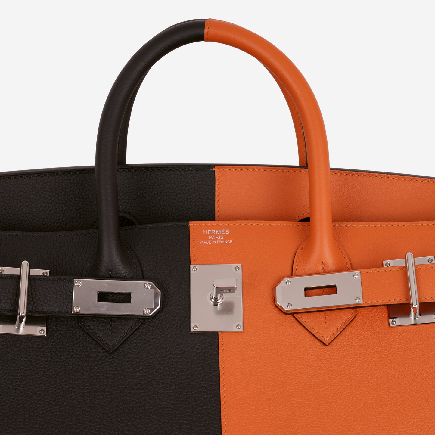 Hermès HAC 40 Casaque - Black & Orange H | Palladium Hardware
