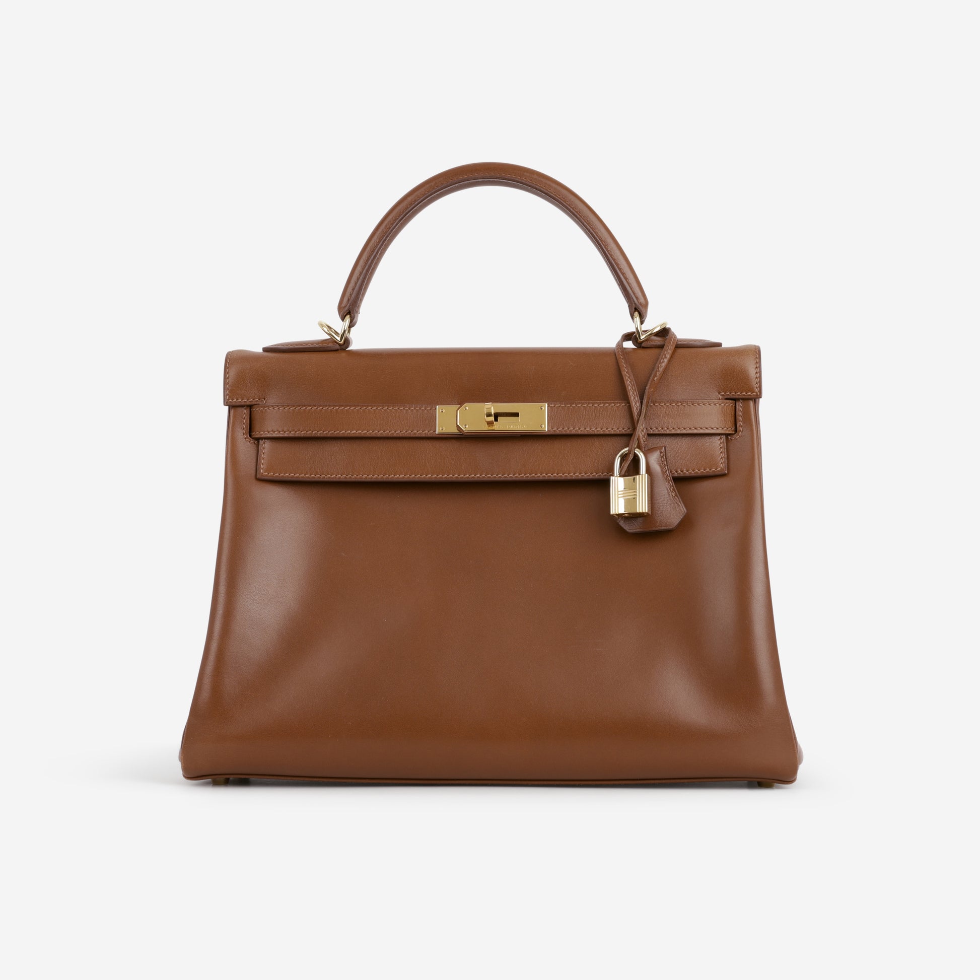 Hermès Vintage Kelly 32 Retourne - Noisette Box Calf | Gold Hardware - Bagista