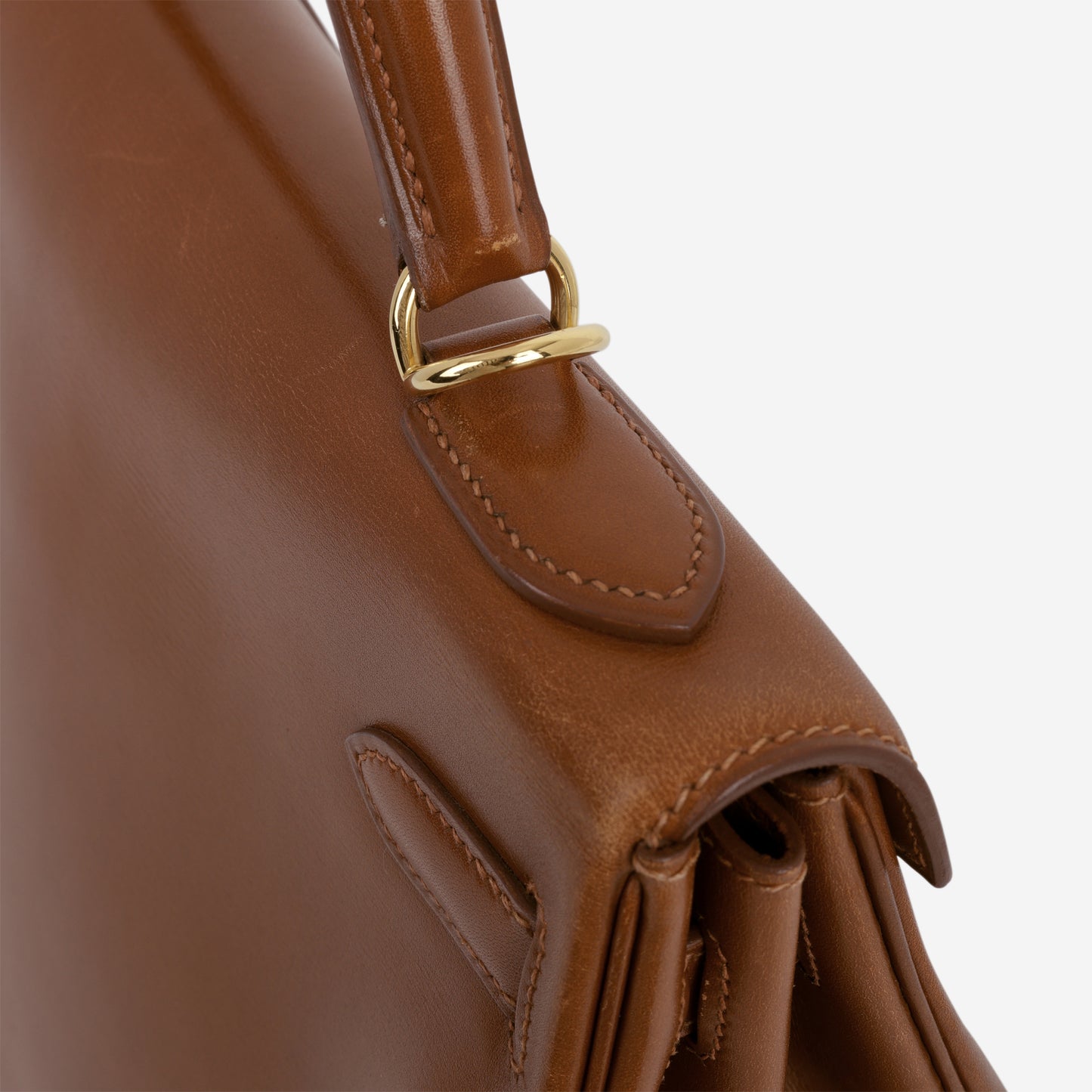 Hermès Vintage Kelly 32 Retourne - Noisette Box Calf | Gold Hardware - Bagista