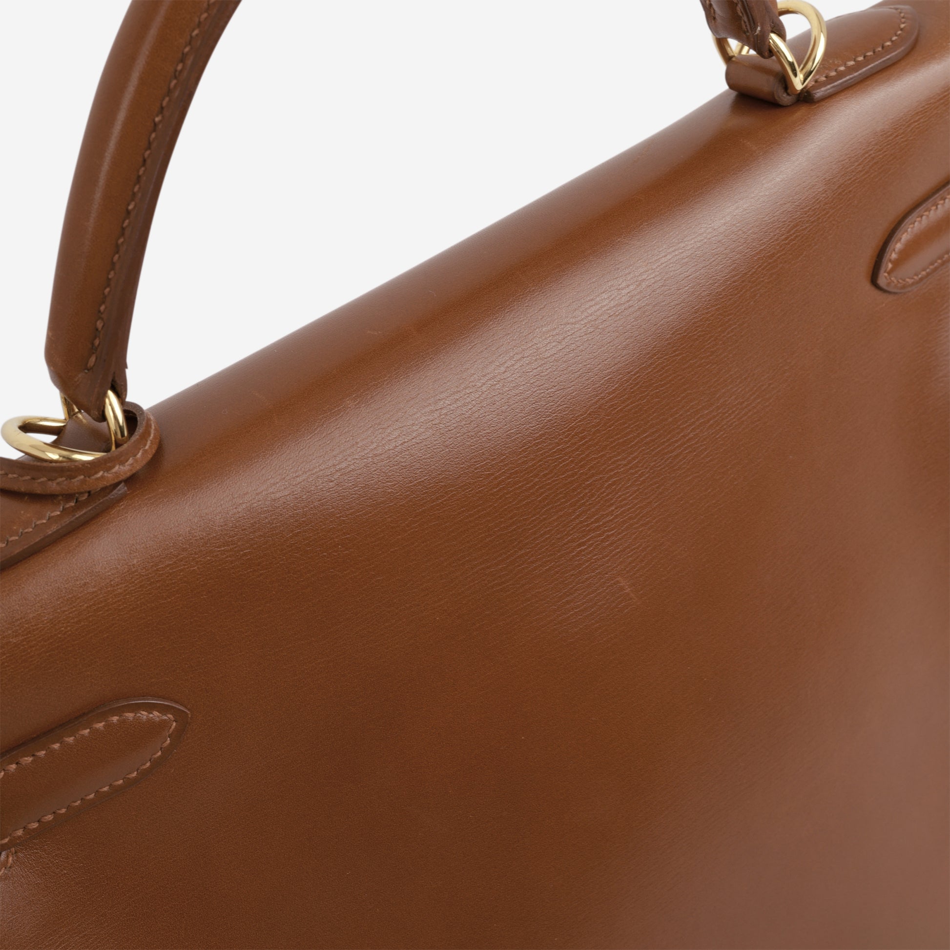 Hermès Vintage Kelly 32 Retourne - Noisette Box Calf | Gold Hardware - Bagista