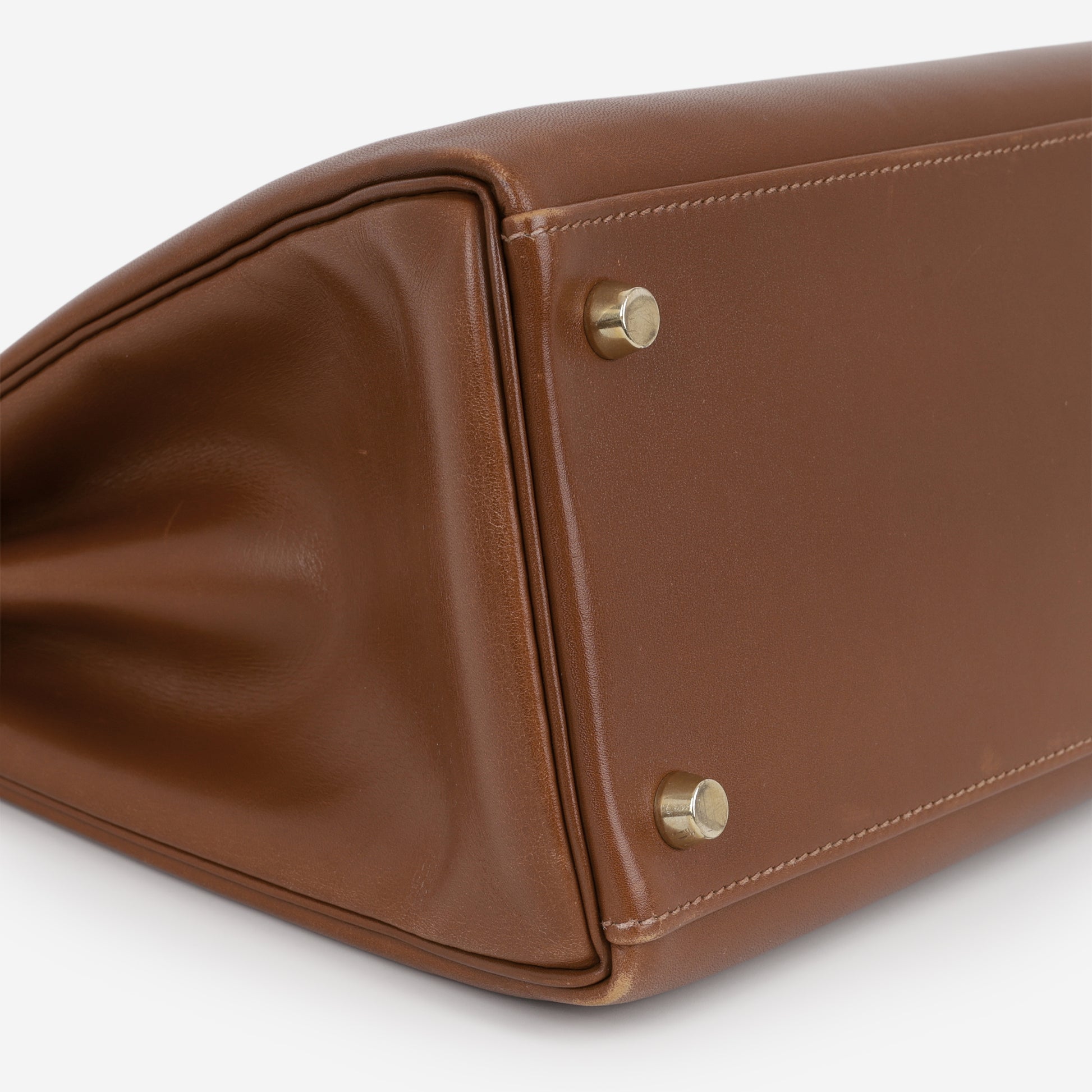 Hermès Vintage Kelly 32 Retourne - Noisette Box Calf | Gold Hardware - Bagista