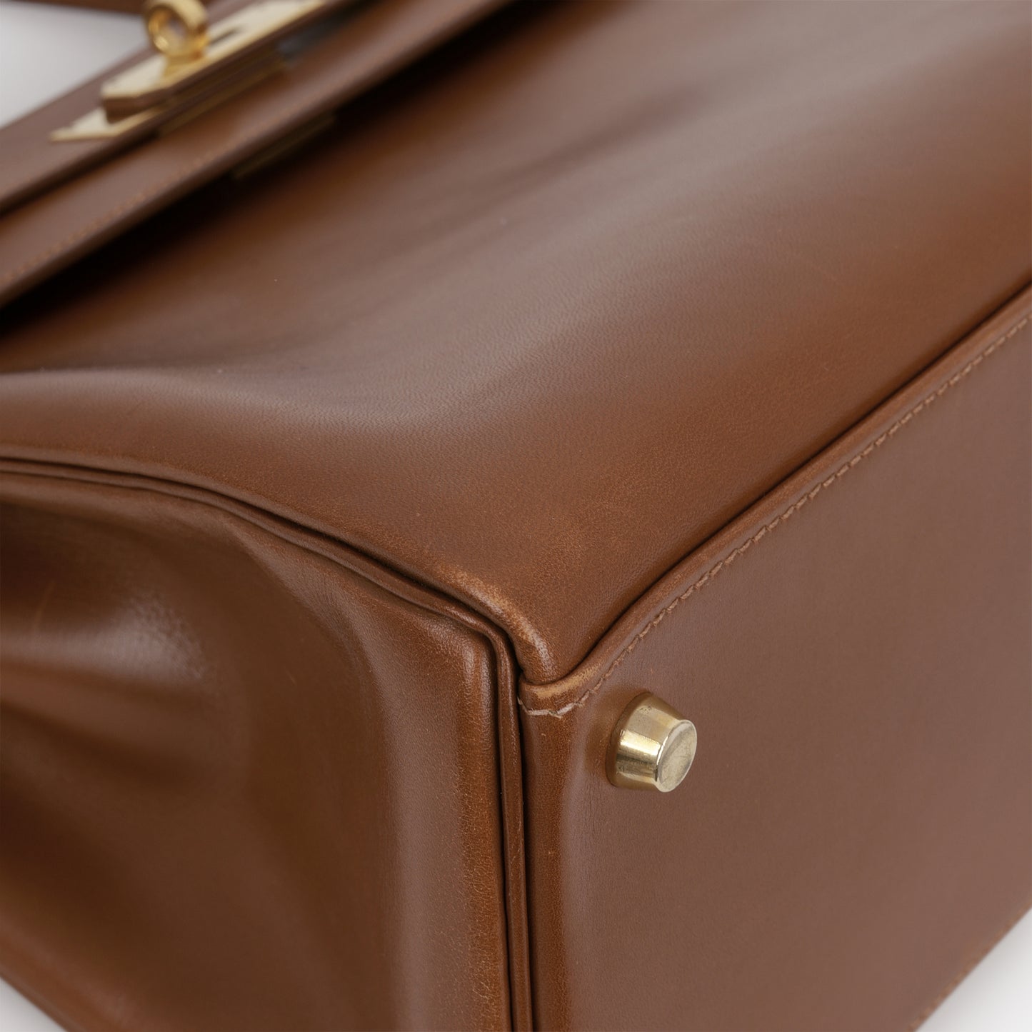 Hermès Vintage Kelly 32 Retourne - Noisette Box Calf | Gold Hardware - Bagista