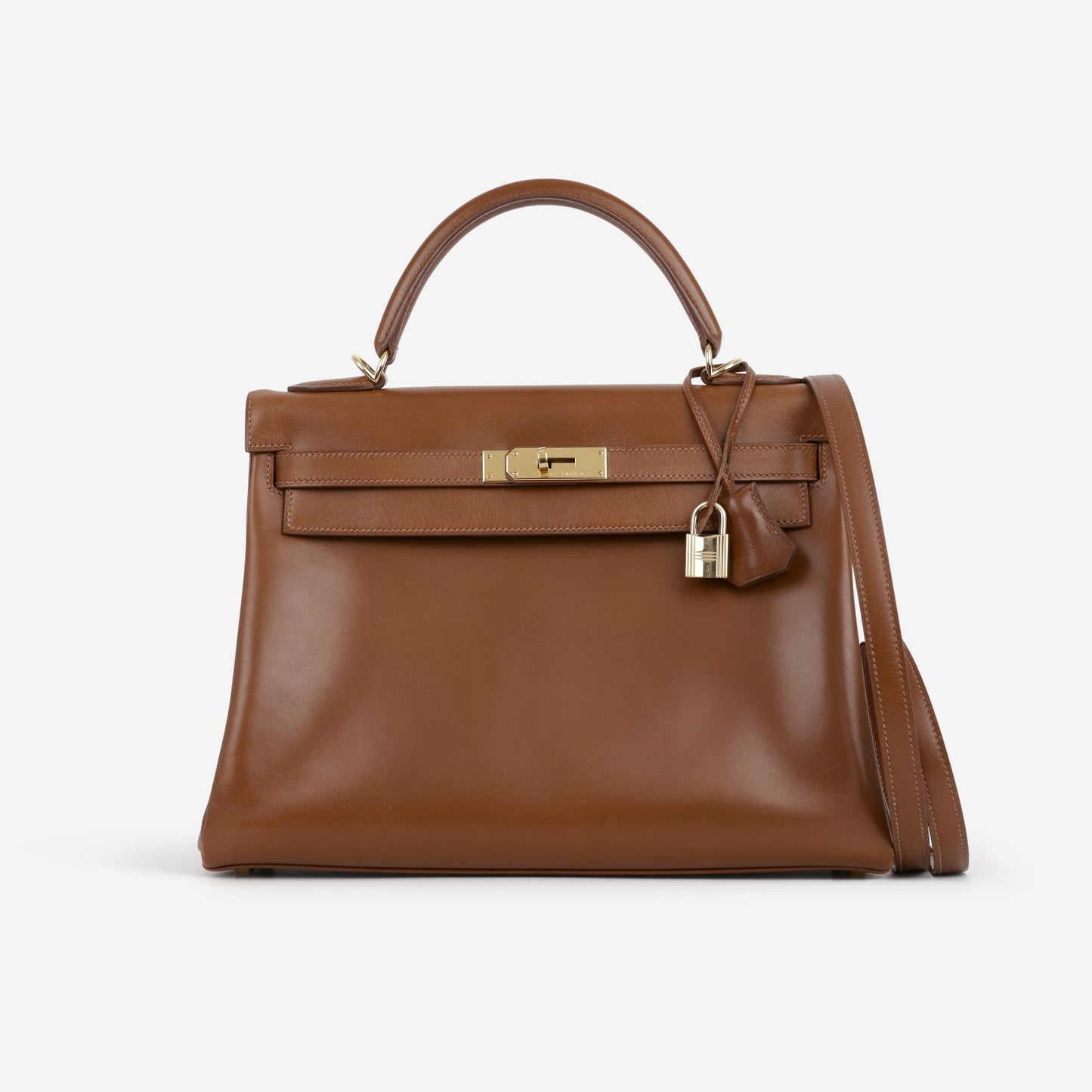 Hermès Vintage Kelly 32 Retourne - Noisette Box Calf | Gold Hardware - Bagista