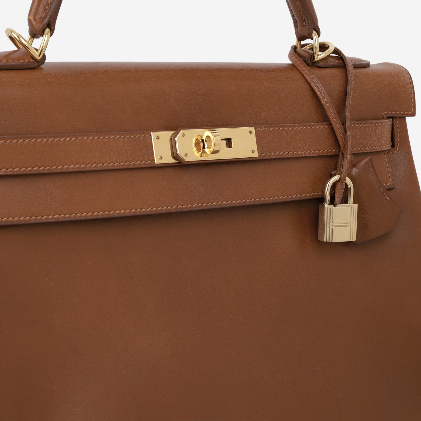 Hermès Vintage Kelly 32 Retourne - Noisette Box Calf | Gold Hardware - Bagista