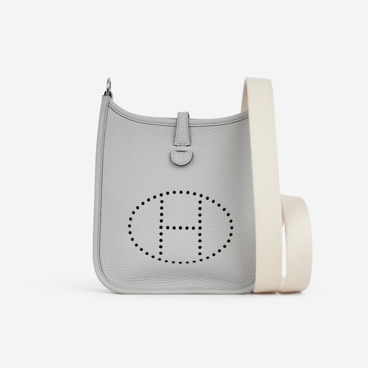 Hermès Mini Evelyne 16 - Blue Pale Clemence / Nata Strap | Palladium Hardware - Bagista
