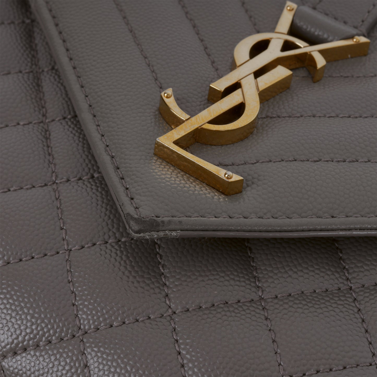 Saint Laurent Medium Envelope - Grey Grained | Gold Hardware