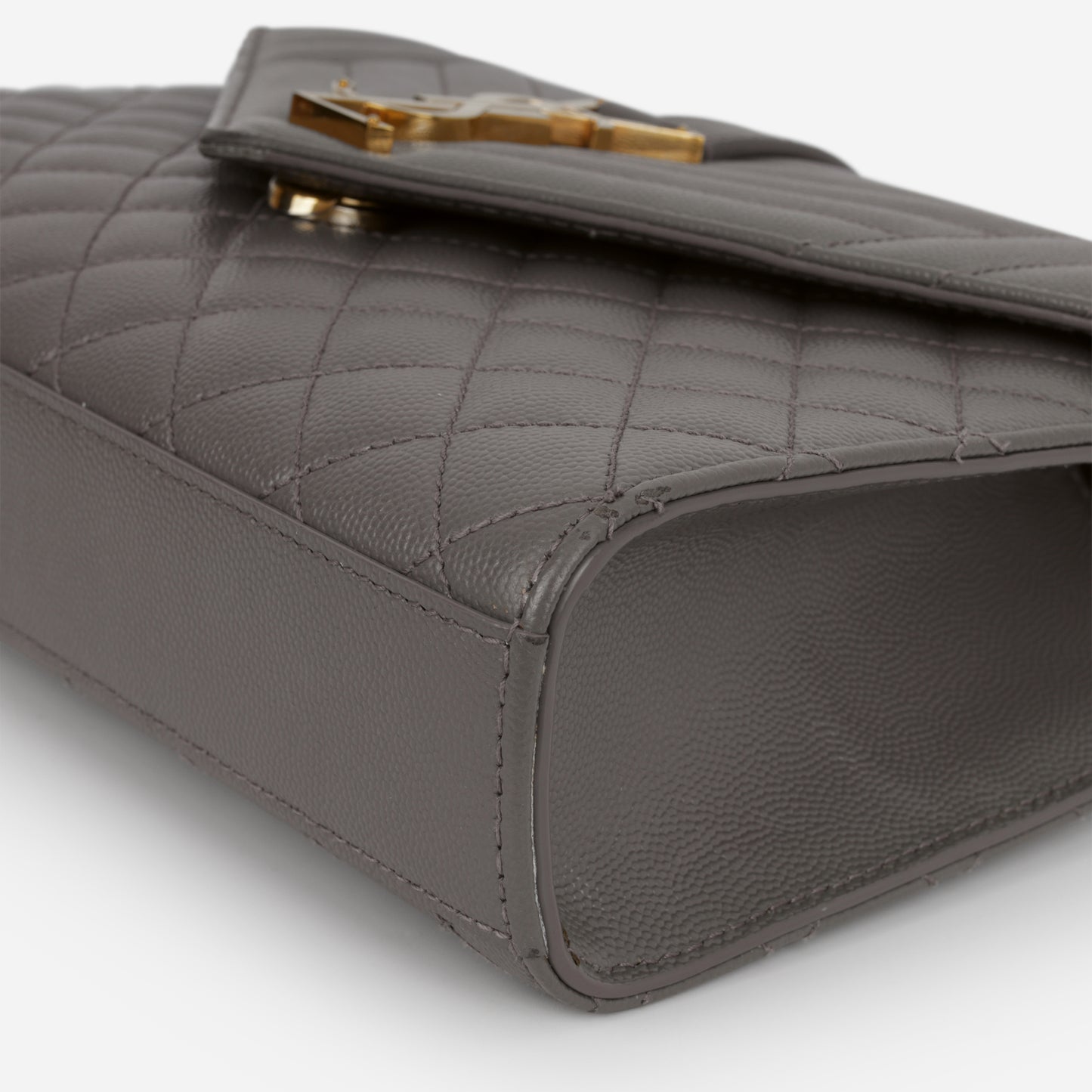 Saint Laurent Medium Envelope - Grey Grained | Gold Hardware
