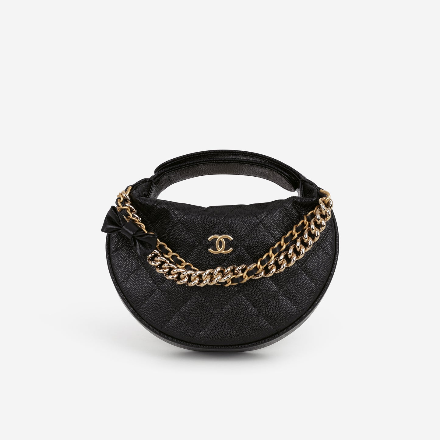 Chanel Mini Bow Hobo Pouch - Black Caviar | Gold Hardware