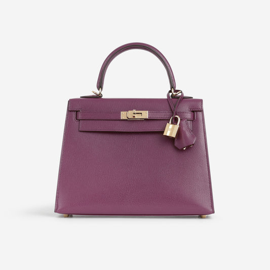 Hermès Kelly 25 - Anemone Chevre Chamkila | Permbrass Hardware